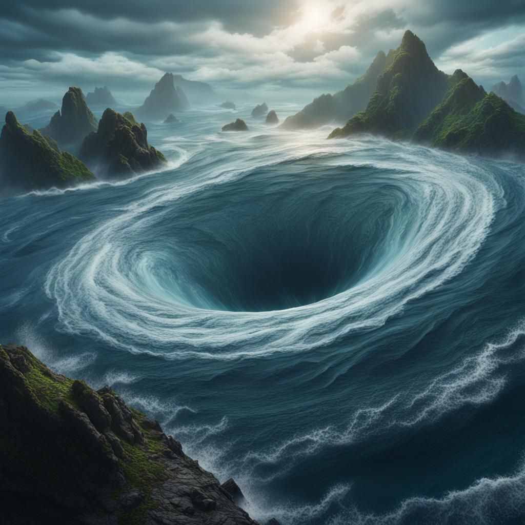 Fierce Whirlpool in the Pacific Ocean
