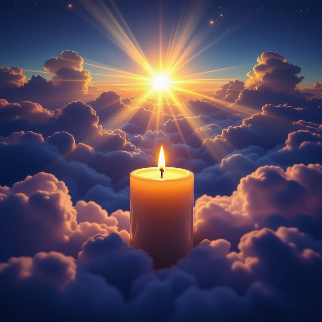 Vibrant Candle Illuminates a Colorful Night Sky