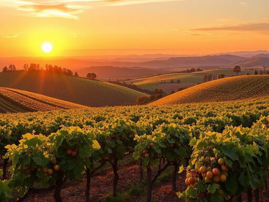 Napa Valley Vineyard in Warm Golden Light