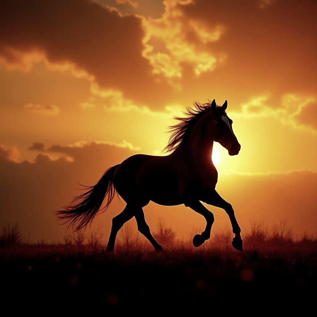 Epic Wild Horse Film Still in Cinematic Style