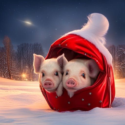 Mini Pigs Find Christmas Joy in Santa's Bag