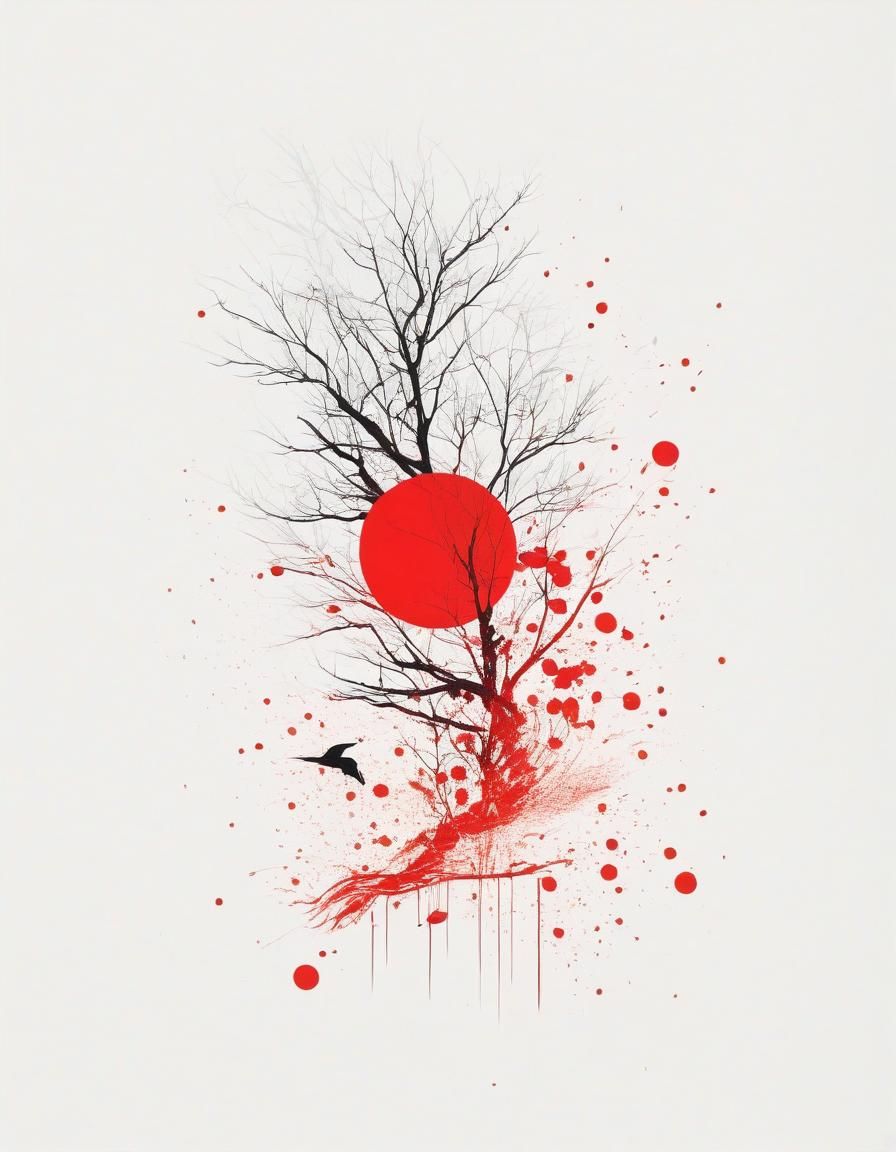 Minimalist Scarlet Point: A Luminous Art Piece