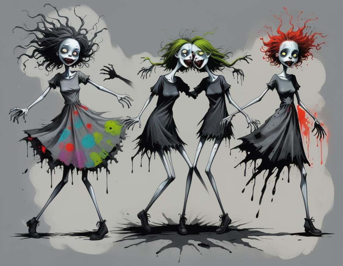 Symmetrical Dance: Joyful vs. Gothic Tim Burton Style