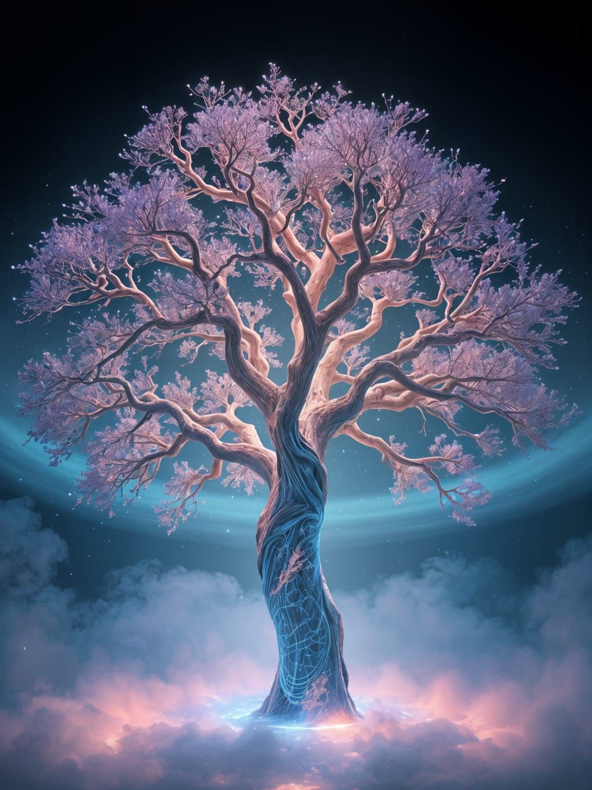 Surreal Sci-Fi Hologram Tree Glows Mysteriously