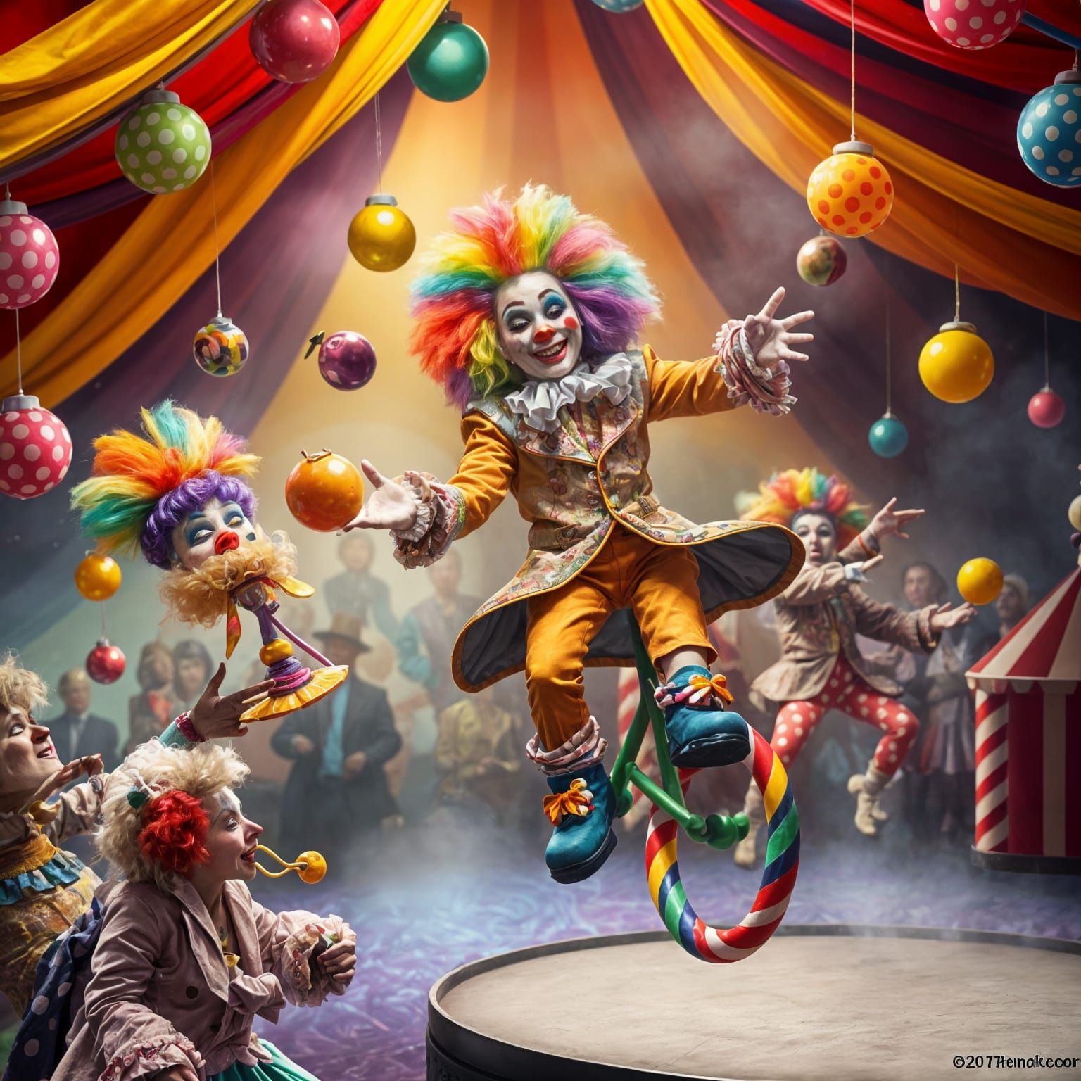Rainbow Circus of Absurdity: A Whimsical Spectacle