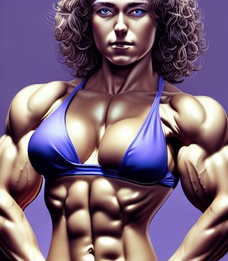 German Bodybuilder Portrait in Japanese Illustration Style