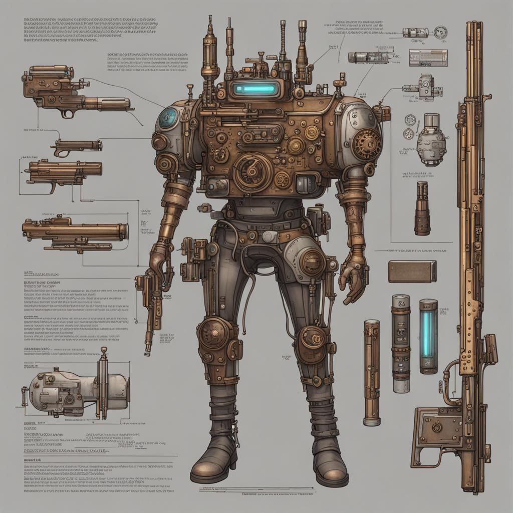 Steampunk Biosuit Hologram Design, Ghibli Style