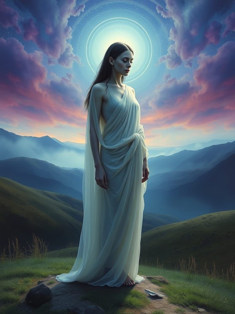 Surrealist Goddess in a Dreamy, Ethereal Realm