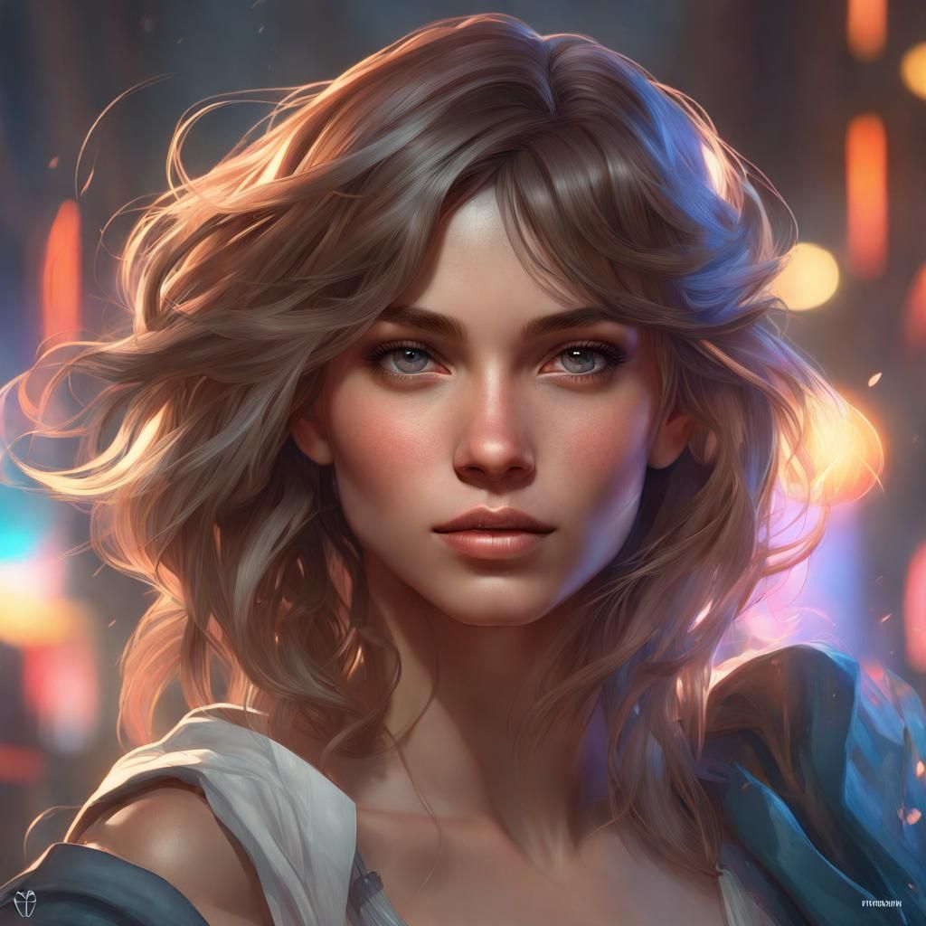 Detailed Portrait of Beautiful Girl in Digital Art Style