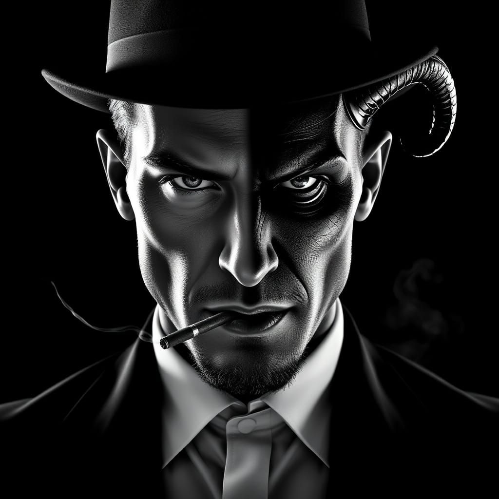 Divine and Demonic Duality in Photorealistic Black and White