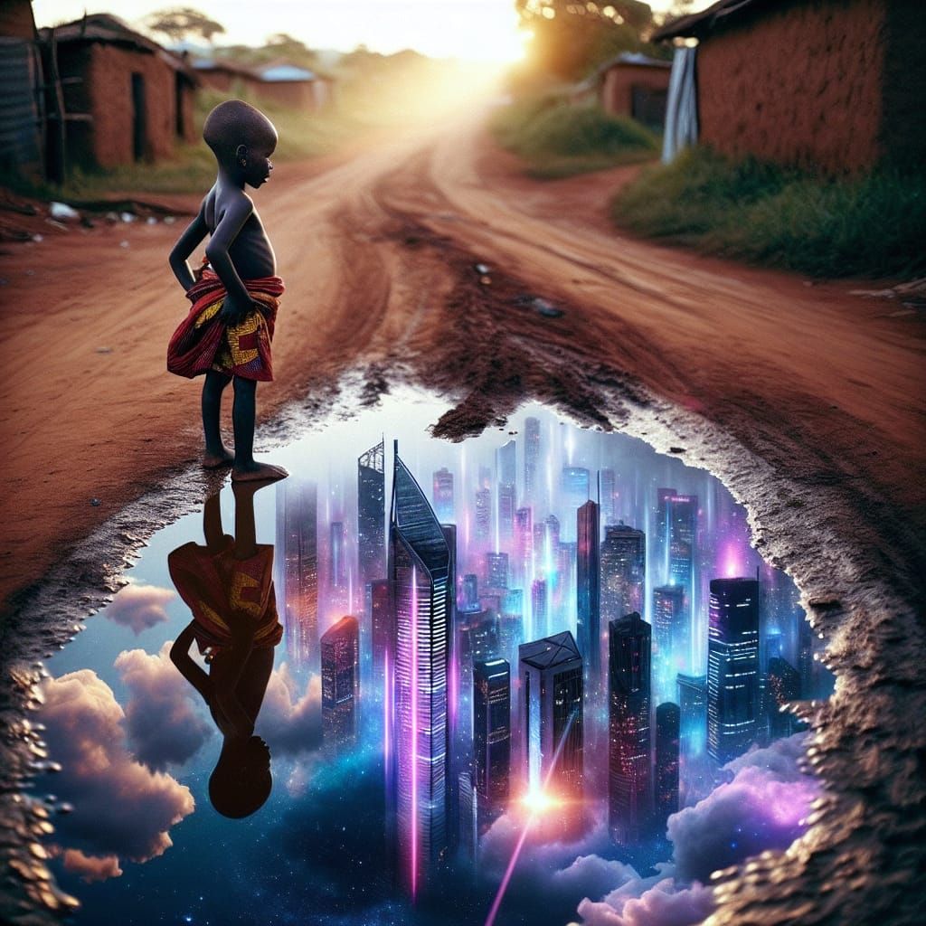 Zimbabwean Girl's Futuristic Reflection
