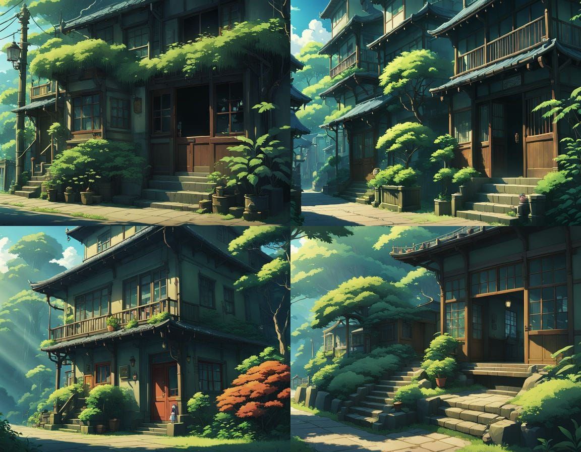 Whimsical Anime Fantasy Scene in Vibrant Studio Ghibli Style