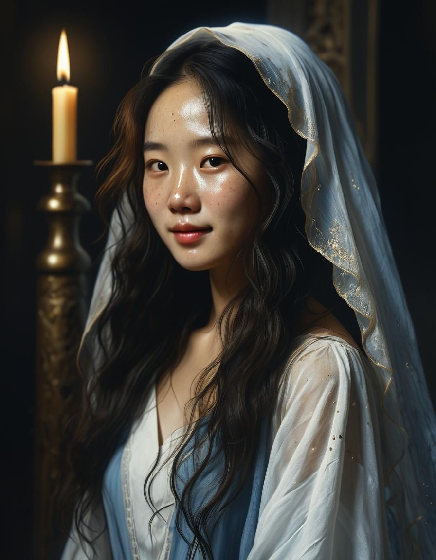 Korean Woman Portrait in Chiaroscuro Style