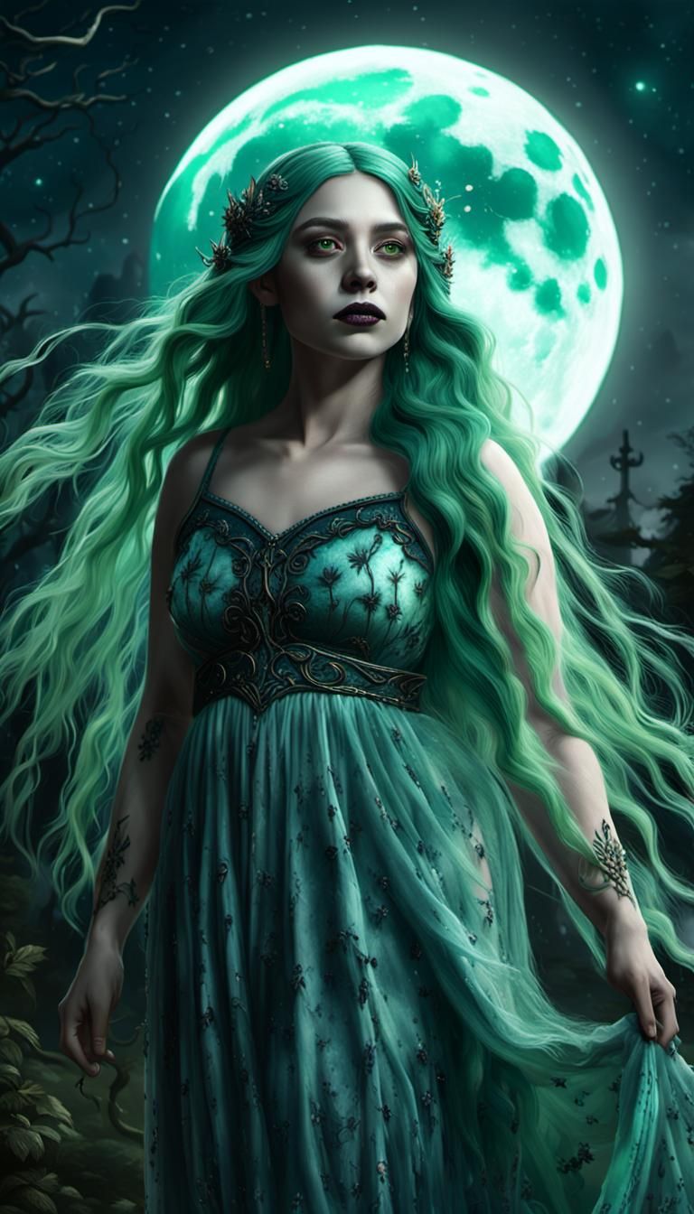 Curvy Fairy Portrait in Moonlight: Fantasy Concept Art