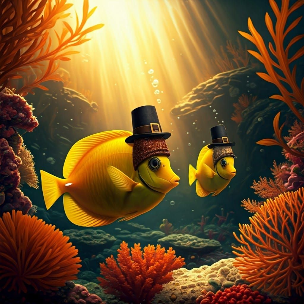 Thanksgiving Tangs in Coral Reef: Fantasy Concept Art