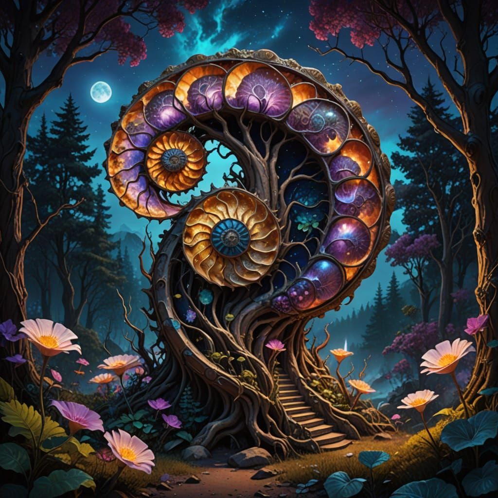 Moonlit Forest Dream in Vibrant Surrealist Style