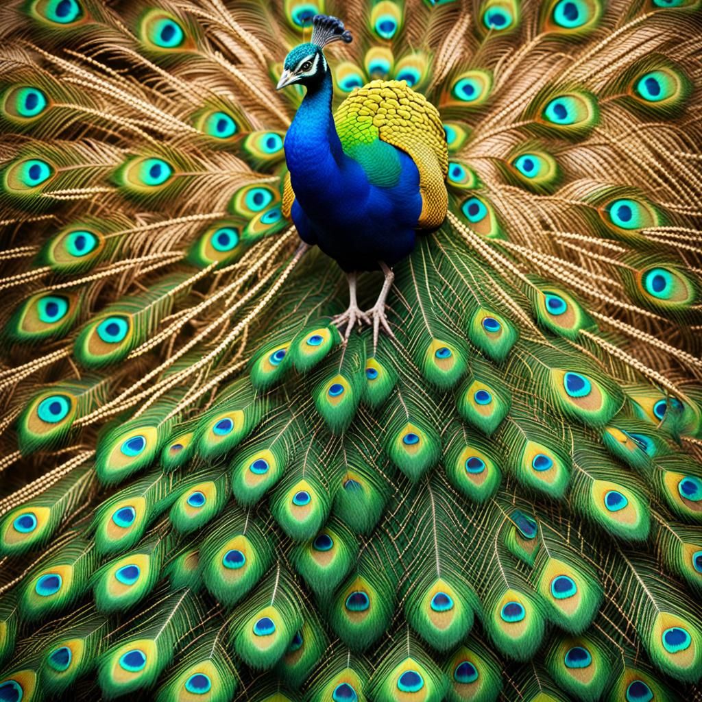 Vibrant Peacock Displaying Colorful Plumage