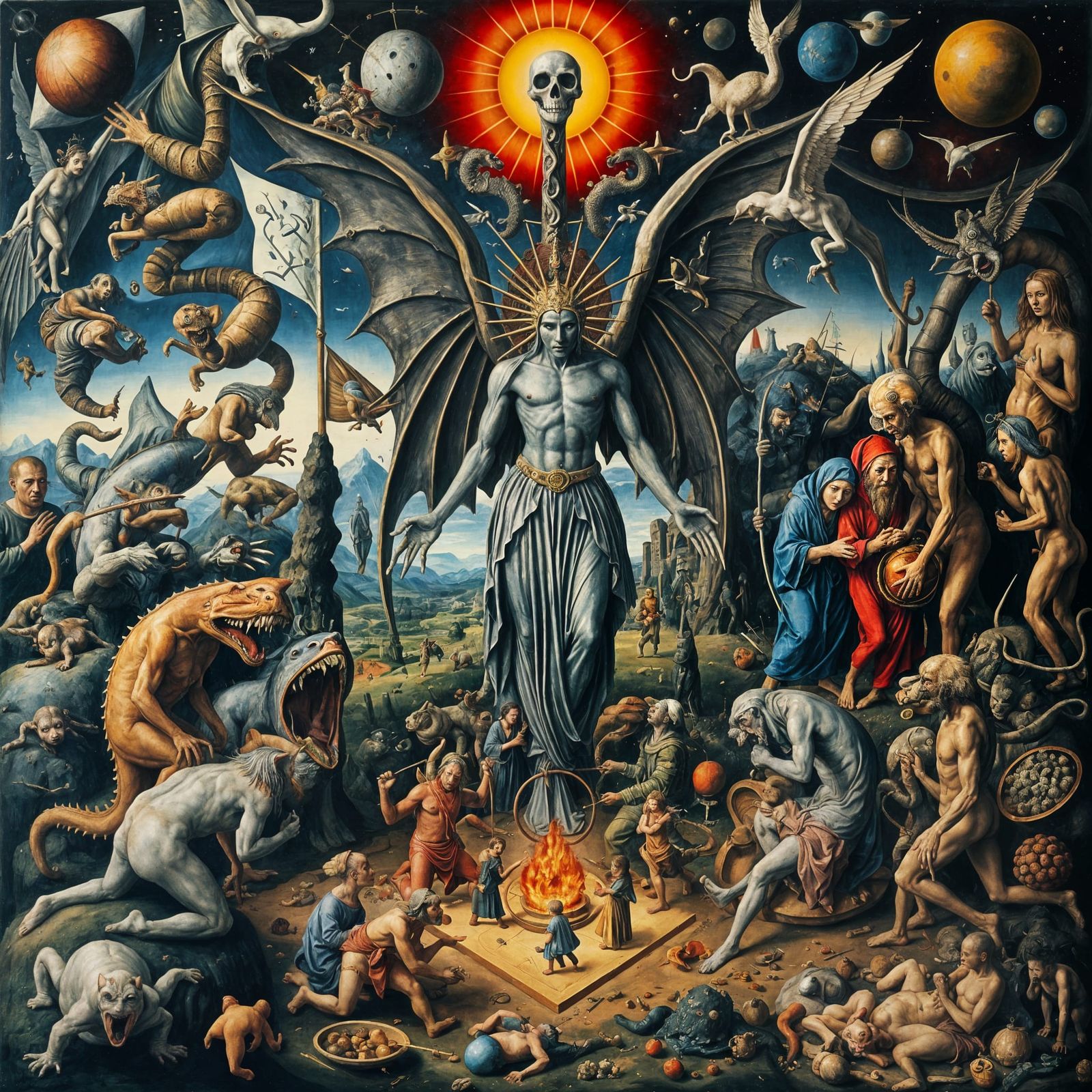 Hieronymus Bosch Style Painting of 'The One God'