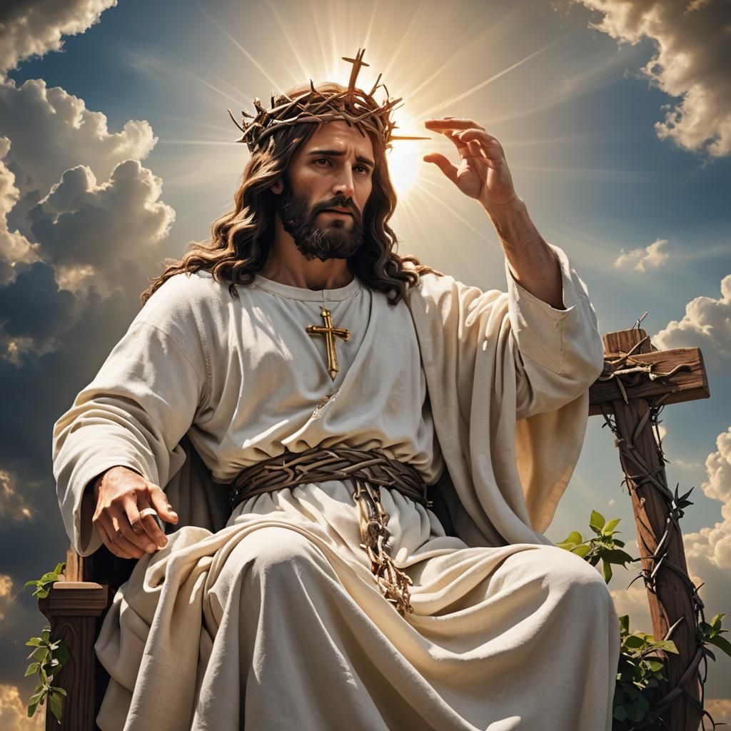 Christ Enthroned in Heaven with Crown of Thorns