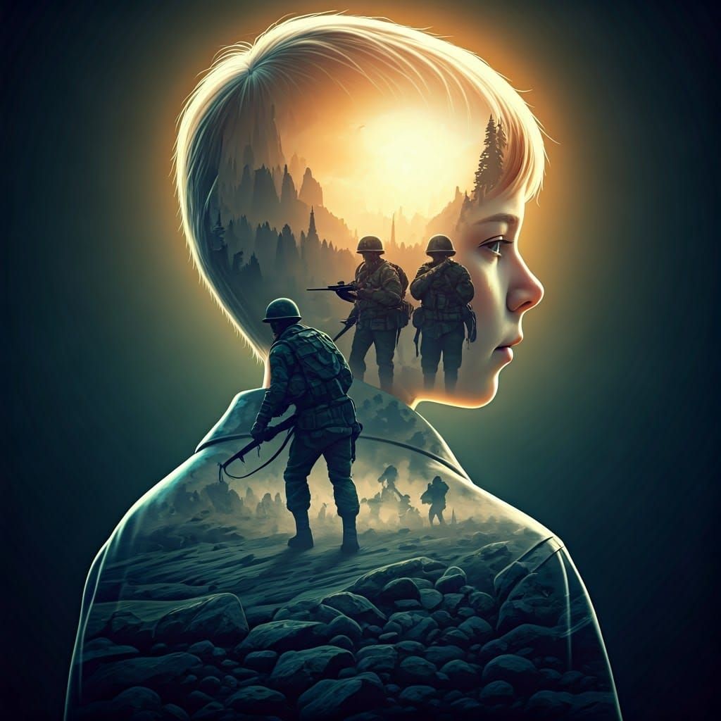 Soldiers and Youth: Holographic Double Exposure Art