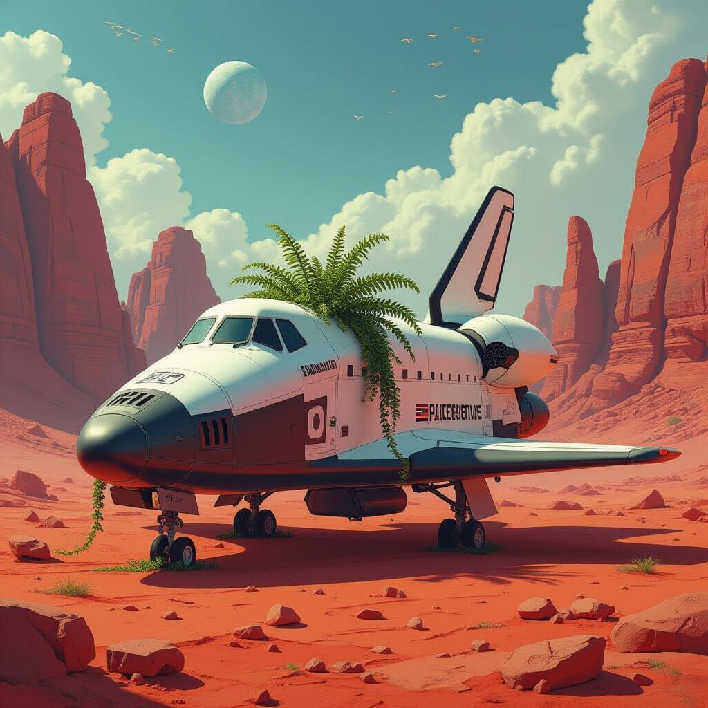 Botanical Spaceship on Alien Planet, Sci-Fi Art