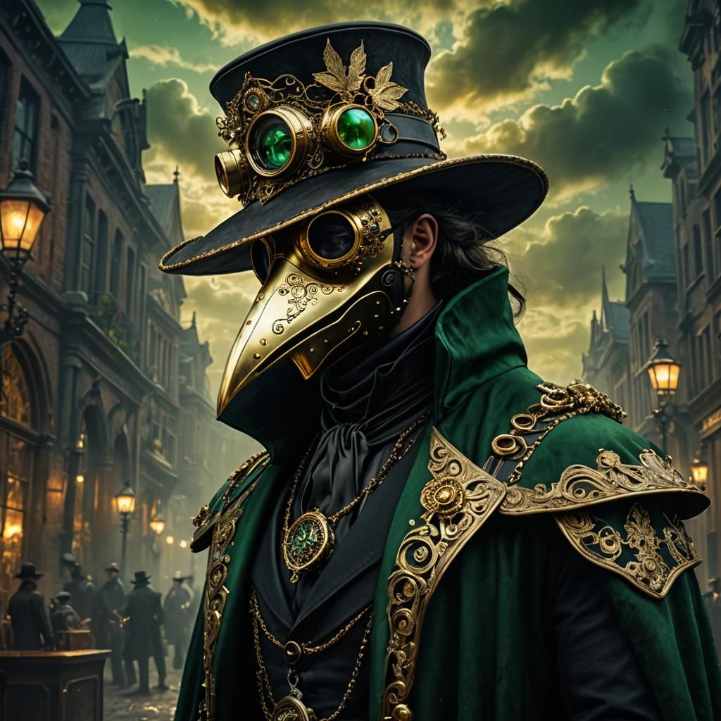 Steampunk Plague Doctor in Dark Fantasy Style