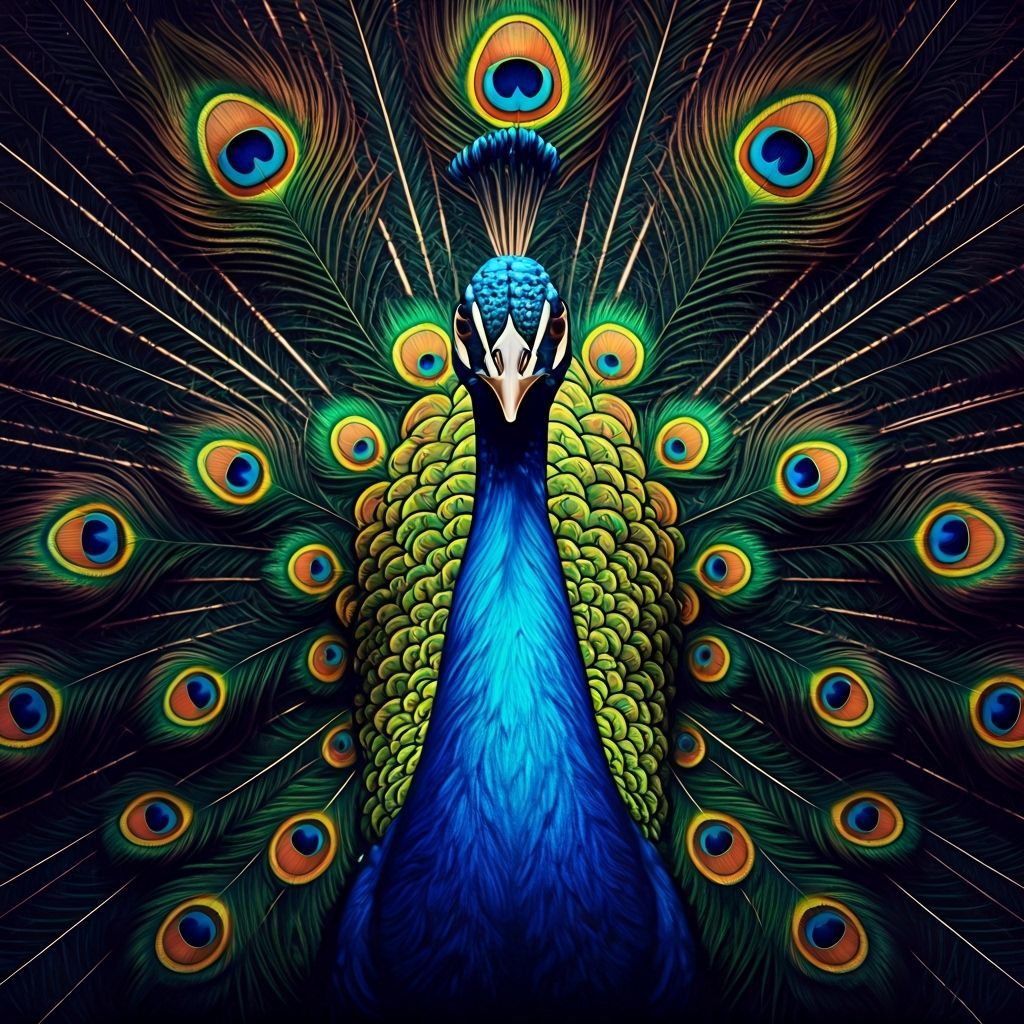 Fantastical Peacock in Stained Mosaic Style