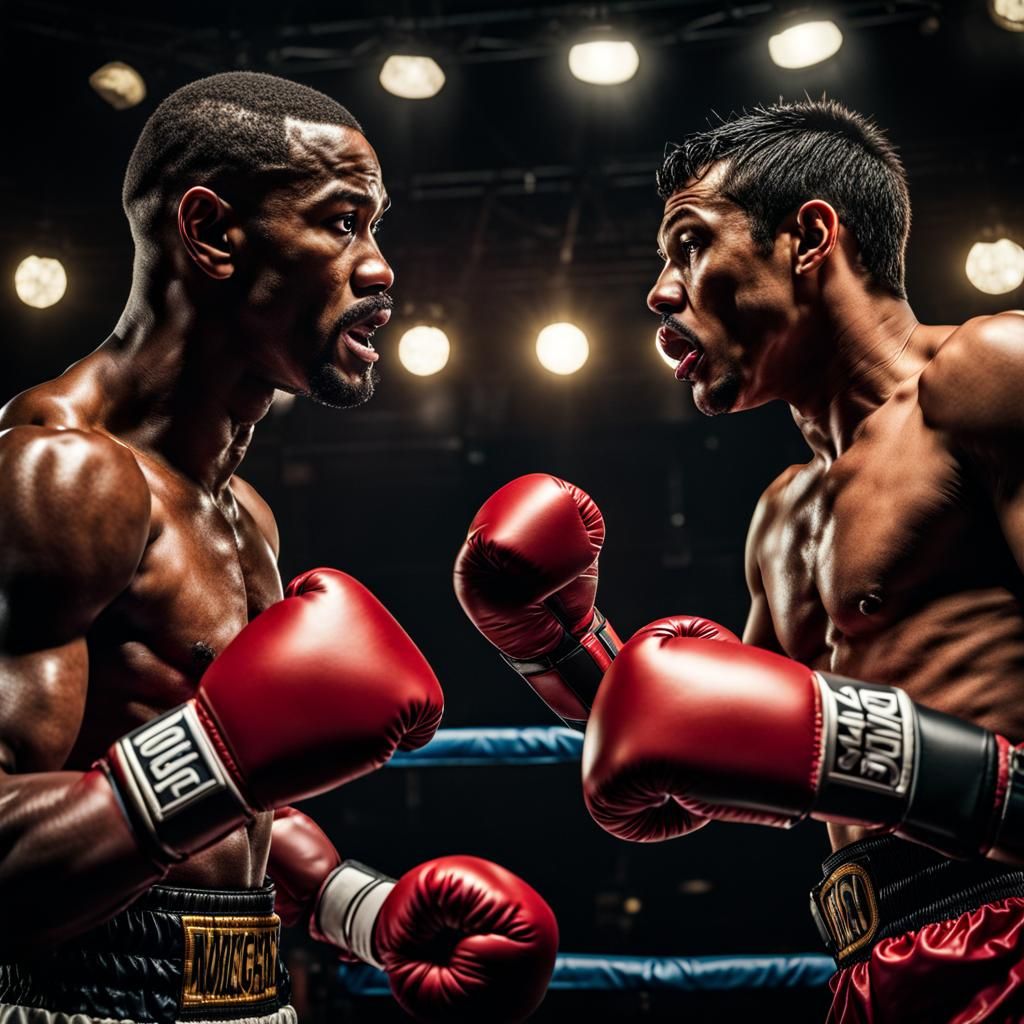 Hyperrealistic Boxing Match with Interview Microphone