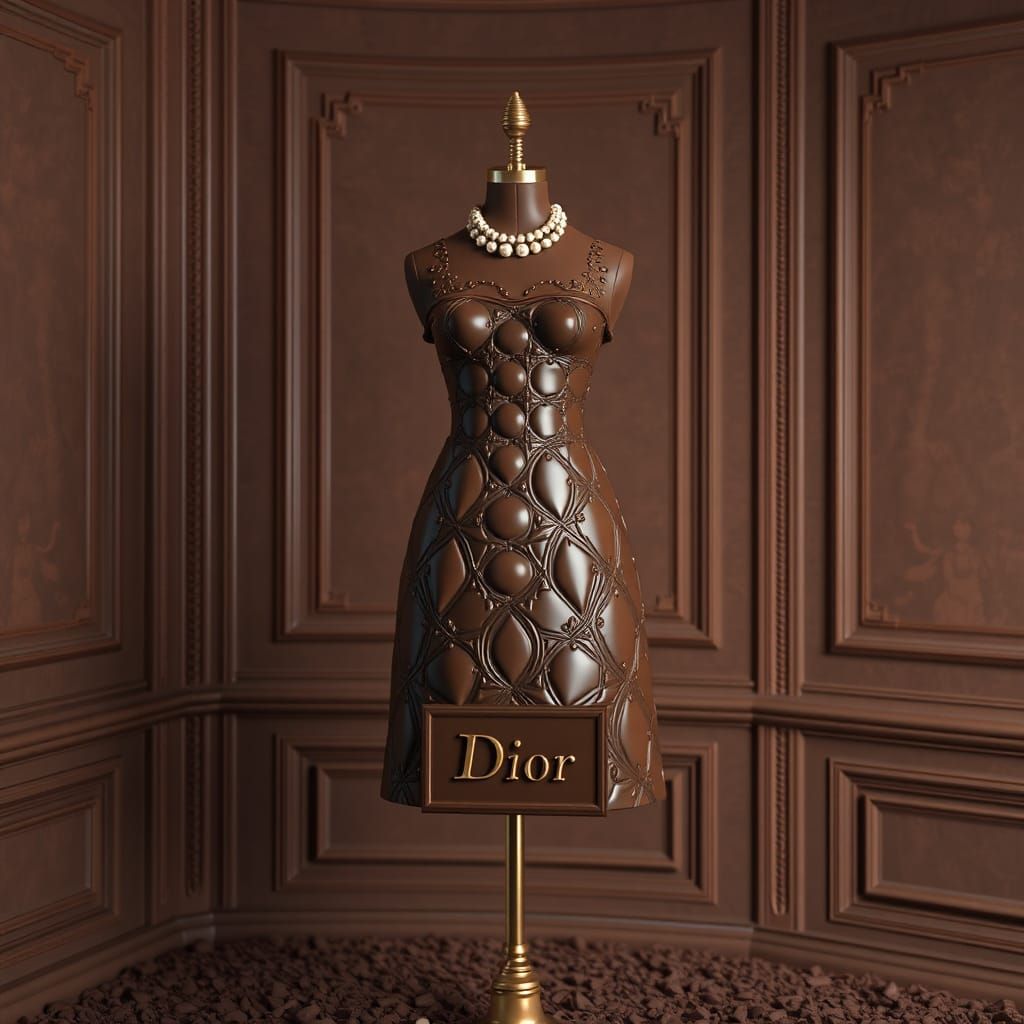 Chocolate Dior Dress on Mannequin, Matte Painting