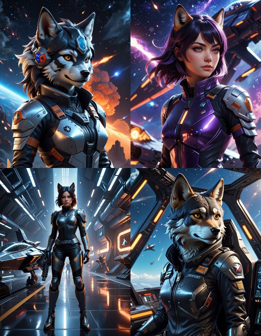 StarFox Inspired Female Wolf Mercenary Pilot in 3D Anime Sty...