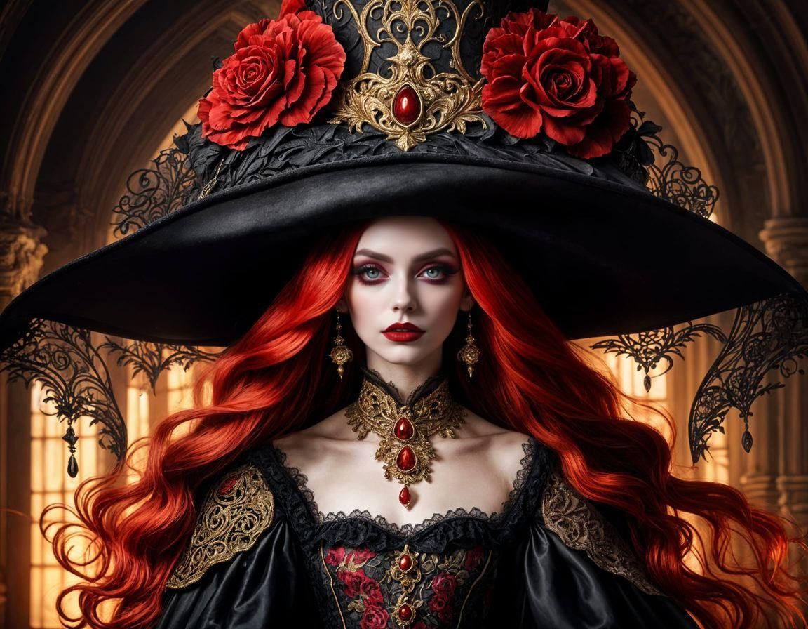Gothic Beauty with Elaborate Hat