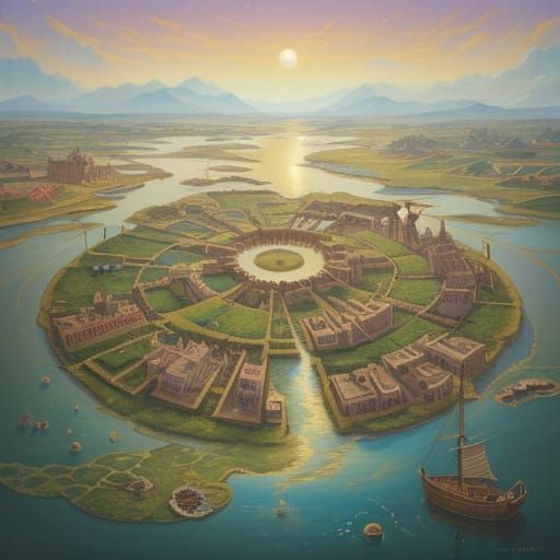 Dreamlike Portus Pisanus in Whimsical Gouache