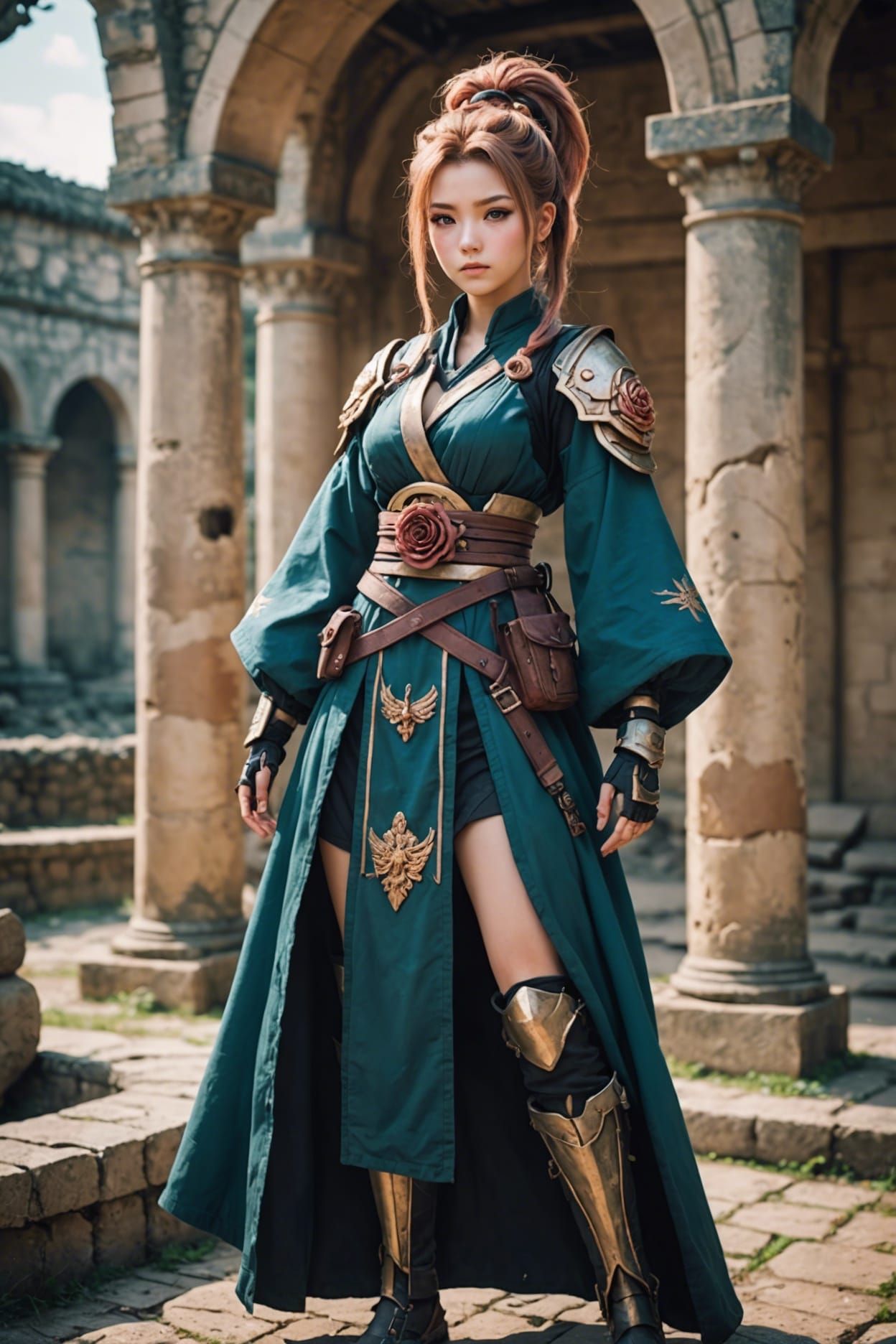 Hyperrealistic Anime Scout in Ancient Ruins