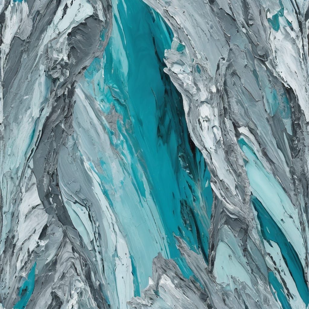 Ordinary Grey Mountain Aquamarine Abstract Expressionism
