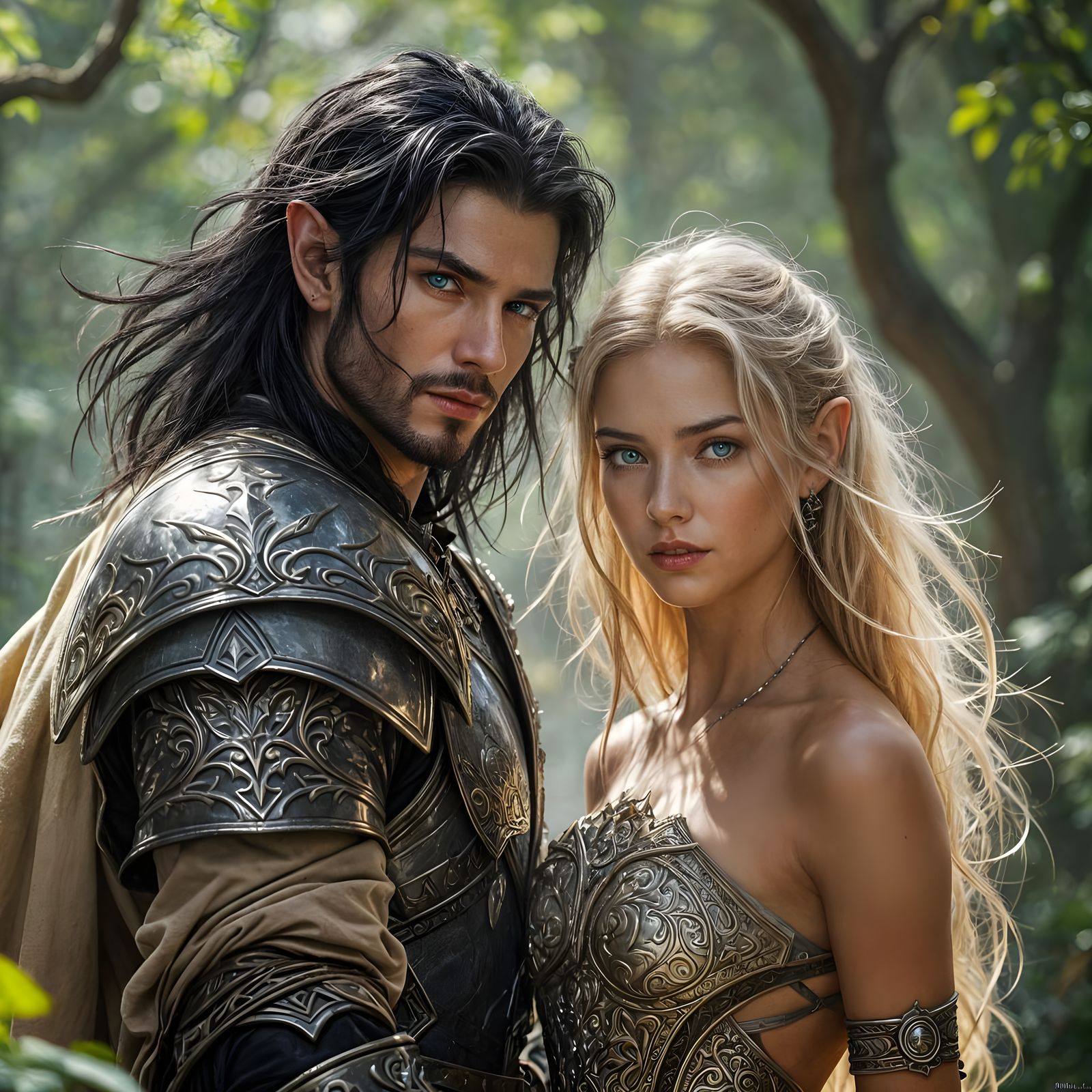 Elven Warriors Ready for Battle in Mystical Forest