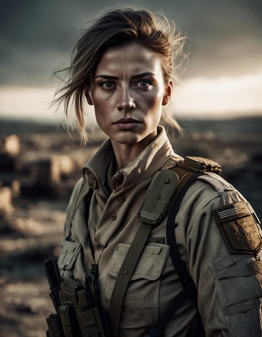 Post-Apocalyptic Marine Woman in Gritty Realism