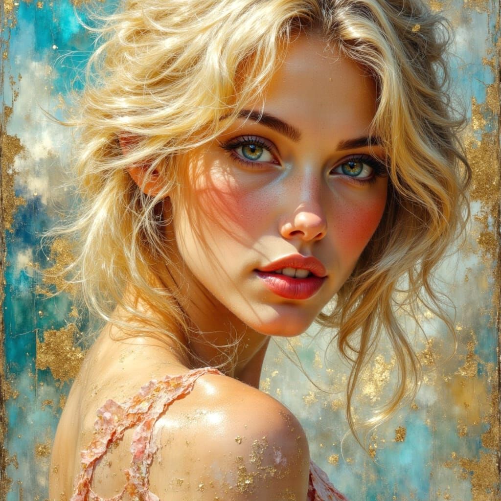 Ballerina in Dreamscape, Impasto Oil Painting