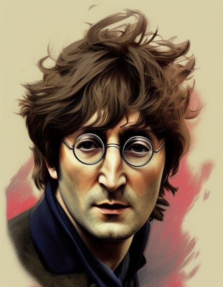 John Lennon Portrait in Hyperdetailed Style