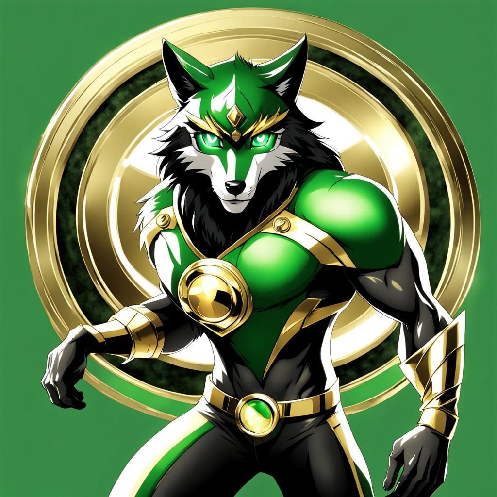 Anime Style Anthro Wolf Character with Green Eyes