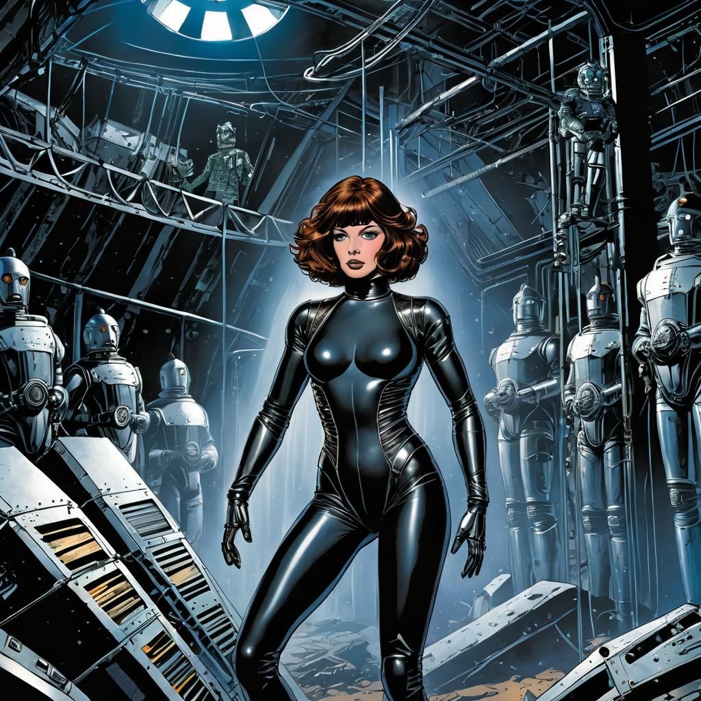 Comic Book Art: Woman Rescuing Men from Cyberman Factory