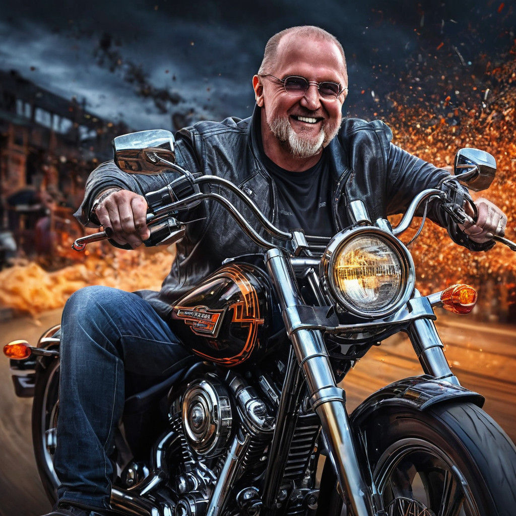 Hyperrealistic Concept Art of a Person on a Harley Davidson