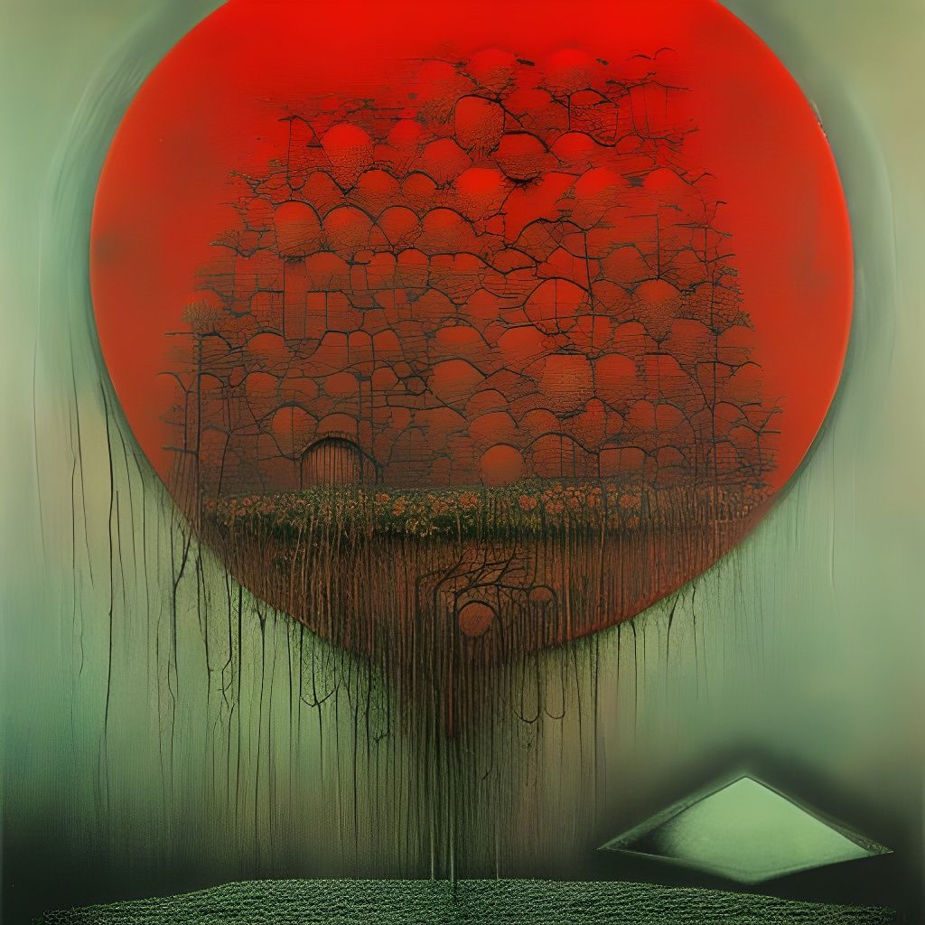 Grotesque Blood Flowers in Surrealist Style