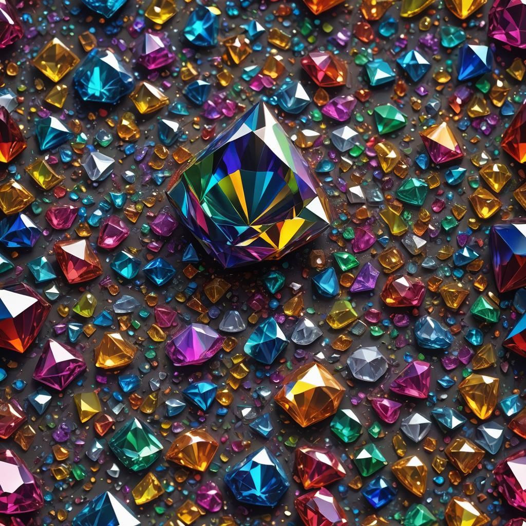 Rainbow Diamond Digital Art: Detailed Matte Painting