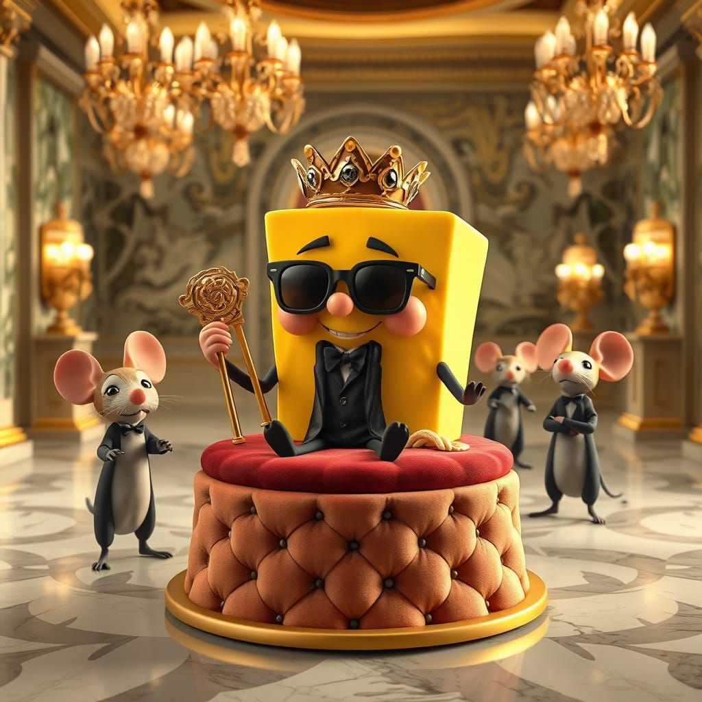 Regal Cheddar Cheese Sculpture in Claymation Style