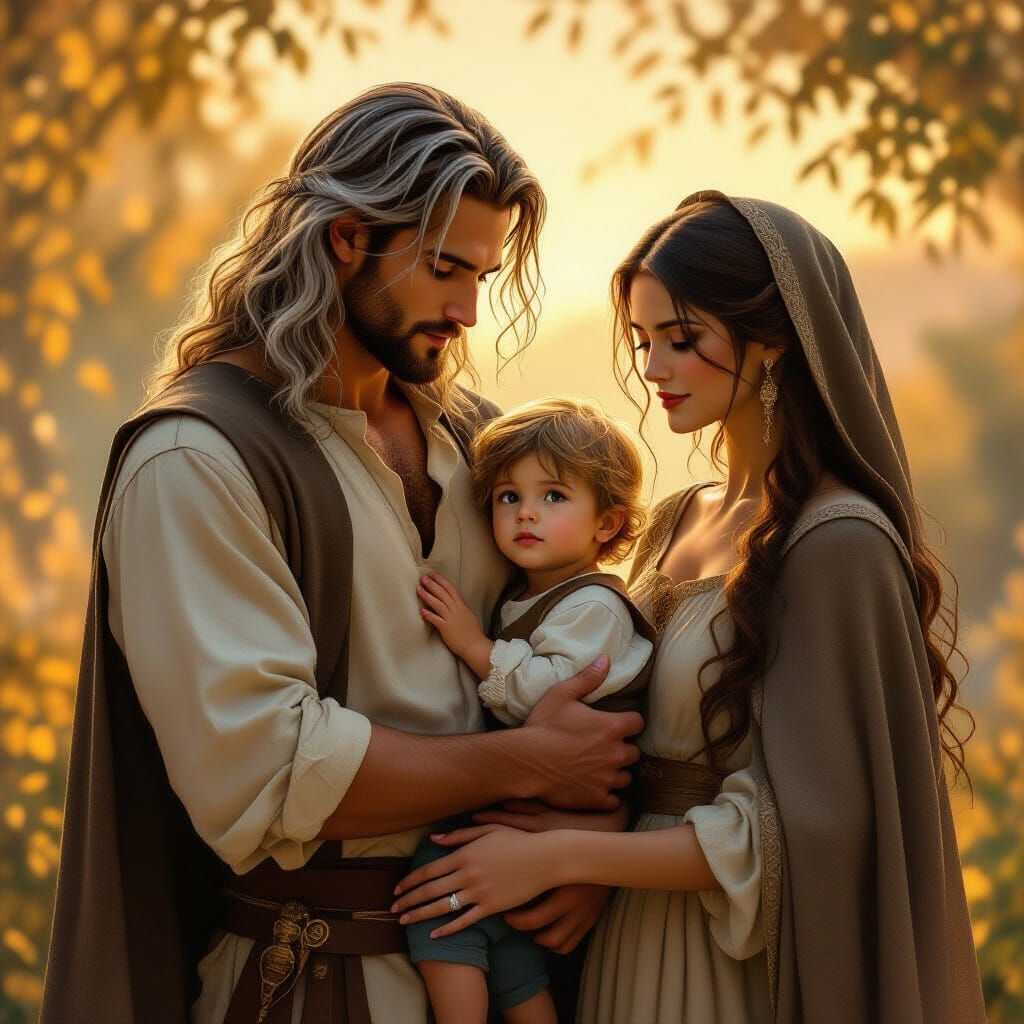 Tender Family Moment in Golden Hour Light