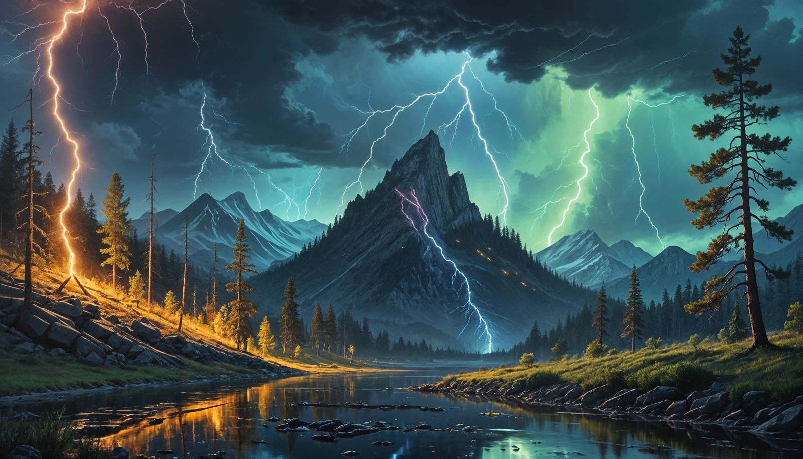 Electric Storm on a Majestic Mountain