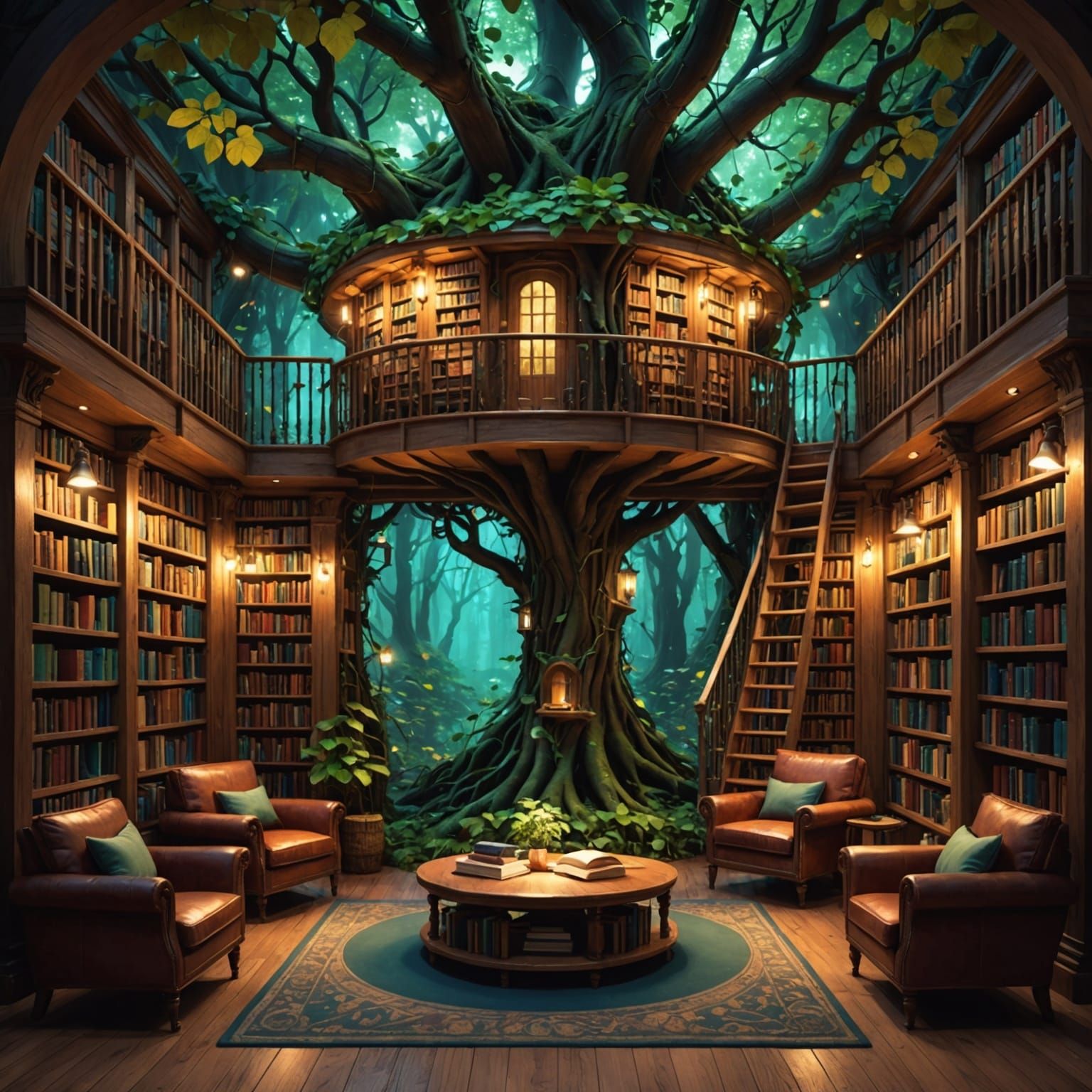 Enchanting AI-Generated Library Scenes