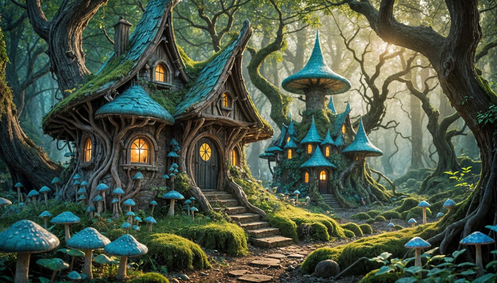 Enchanted Elven Cottage in Emerald Forest