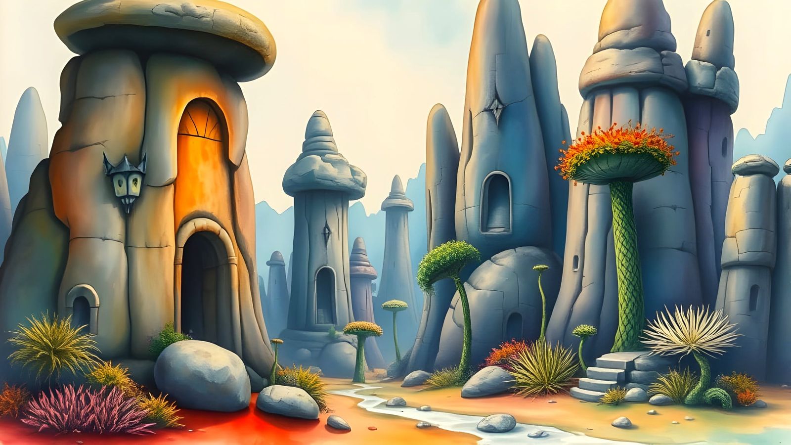 Ethereal Surrealist Watercolor Landscape