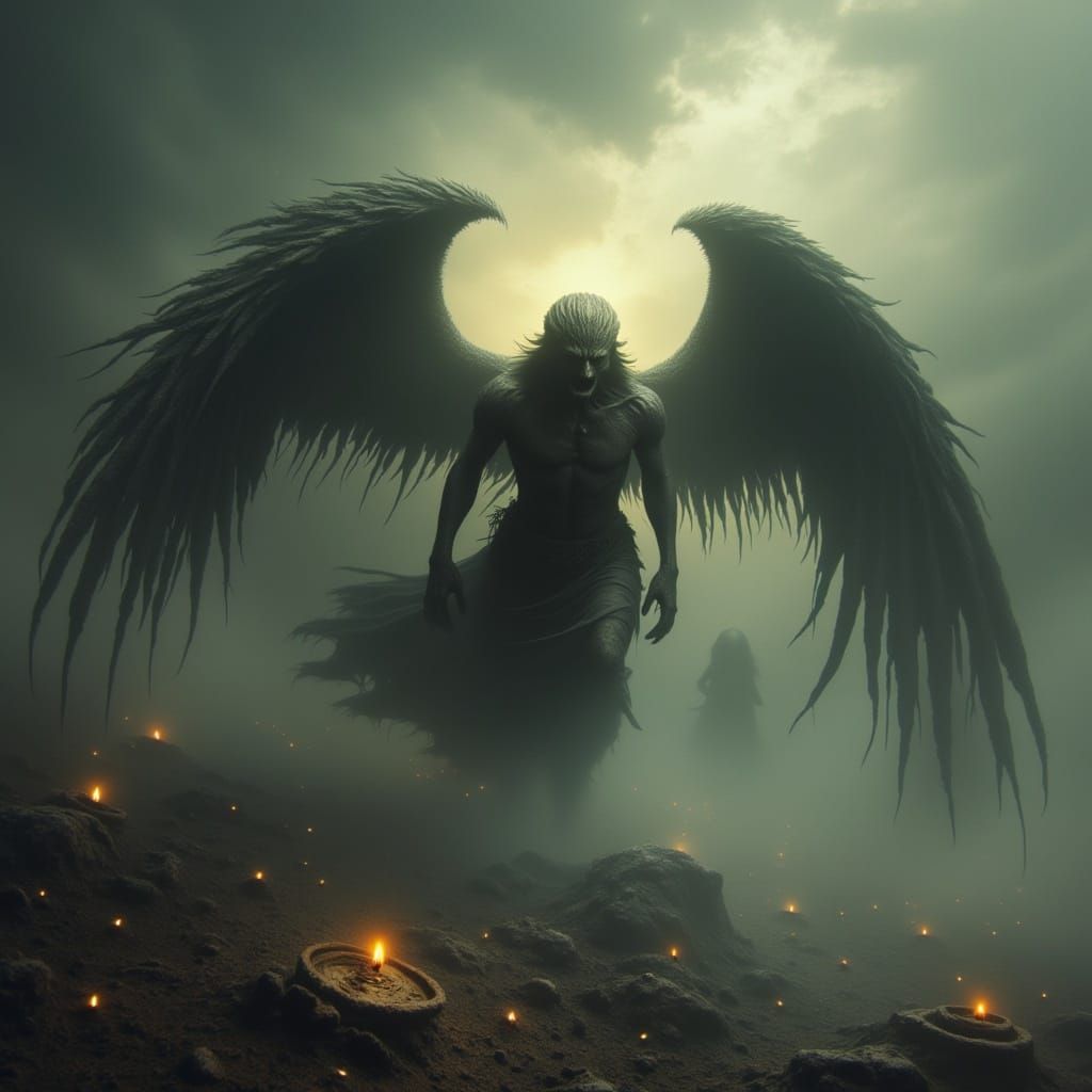 A Postmodern Christmas Angel in Dark, Moody Hues